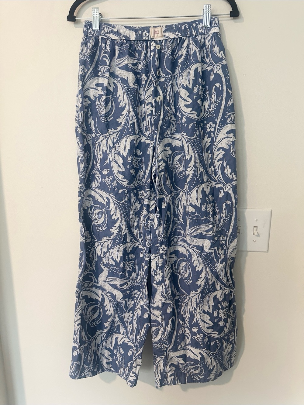 Anthropologie Lyre Bird The Wren Boxer Pants Blue Floral Deer Print S